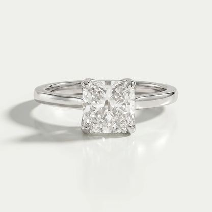 Square Radiant Cut Tulip Set Hidden Halo Ring Ring