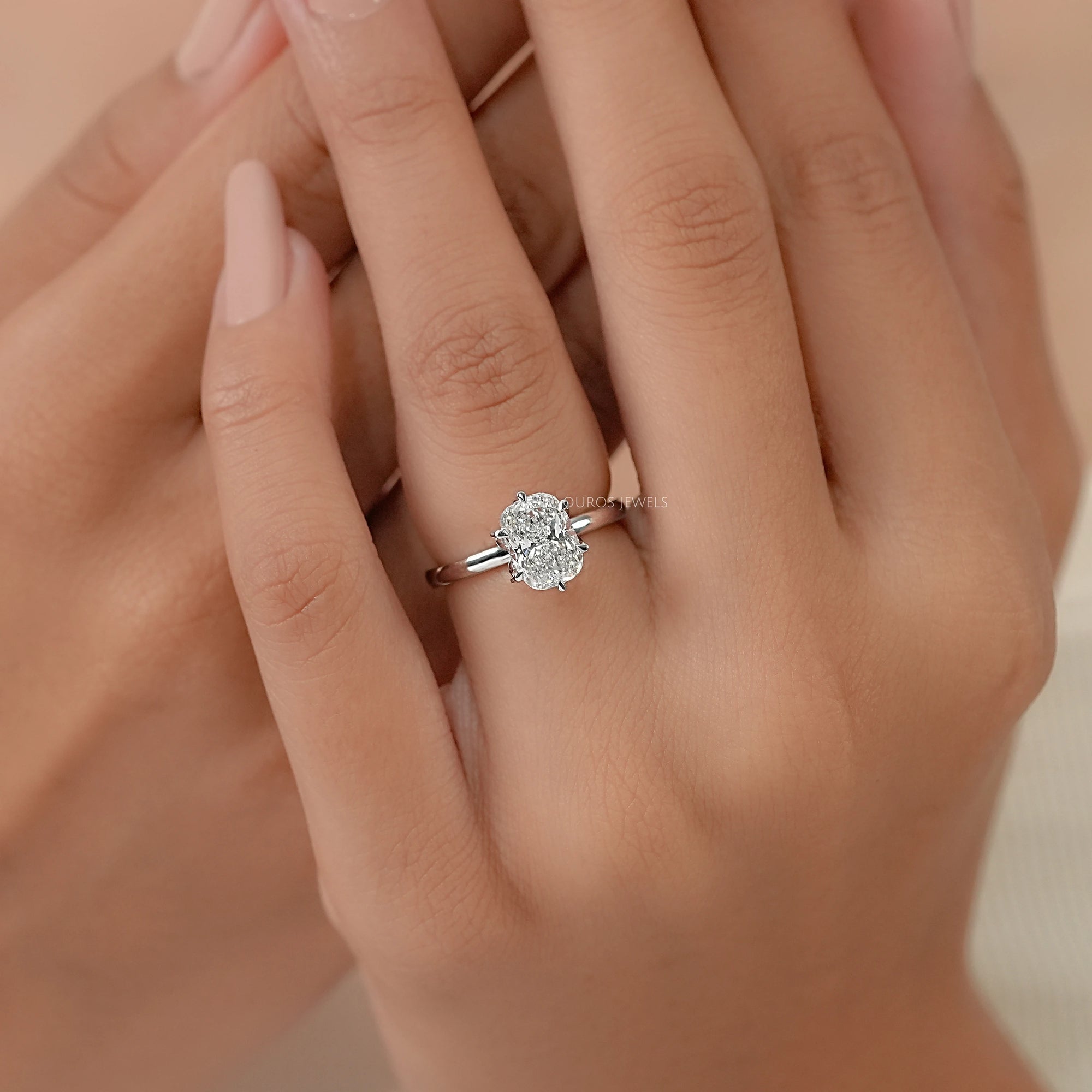 Tulip Set Cushion Cut Lab Diamond Engagement Ring