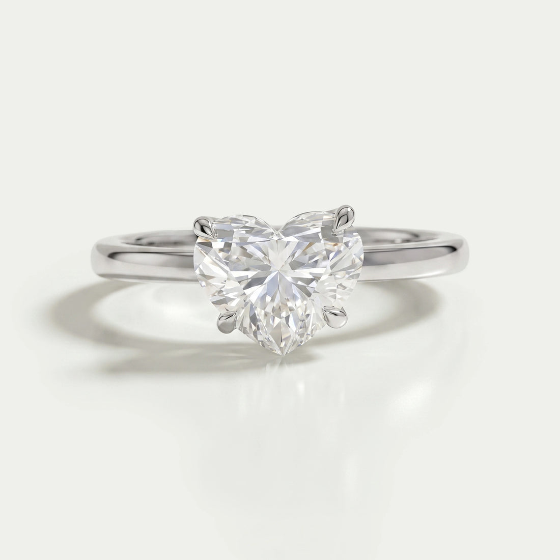 Heart Diamond Tulip Set Solitaire Ring Ring