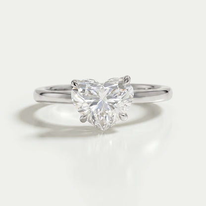 Heart Diamond Tulip Set Solitaire Ring Ring