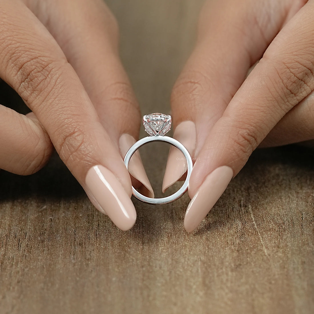 Tulip Set Hidden Halo Pear Cut Engagement Ring Ring