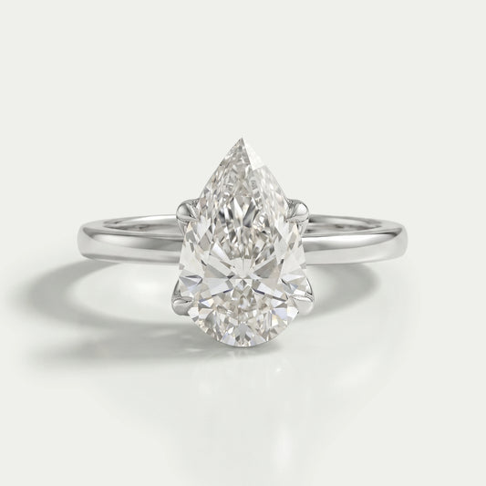 Tulip Set Hidden Halo Pear Cut Engagement Ring Ring