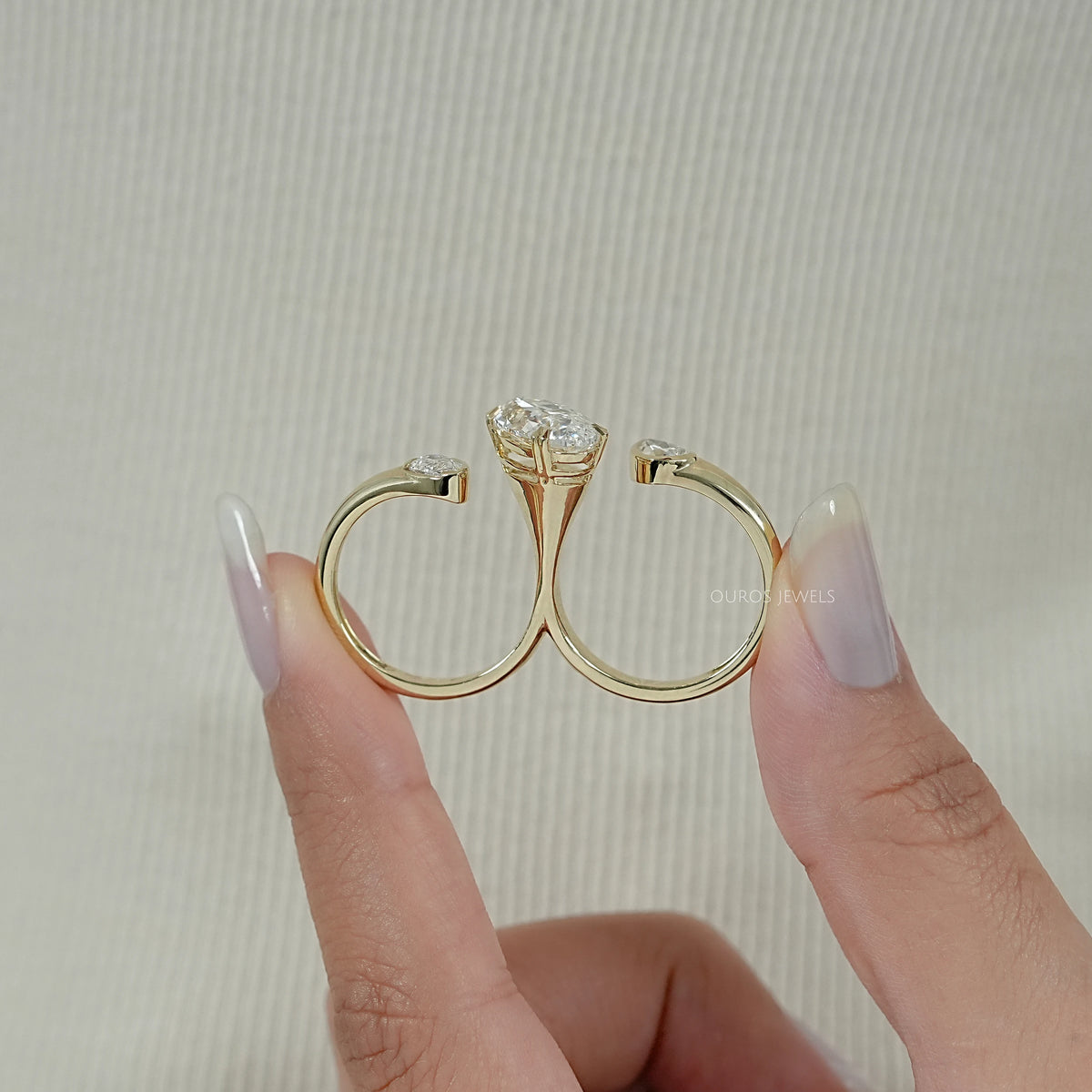 Lab Diamond Two Finger Trio Ring