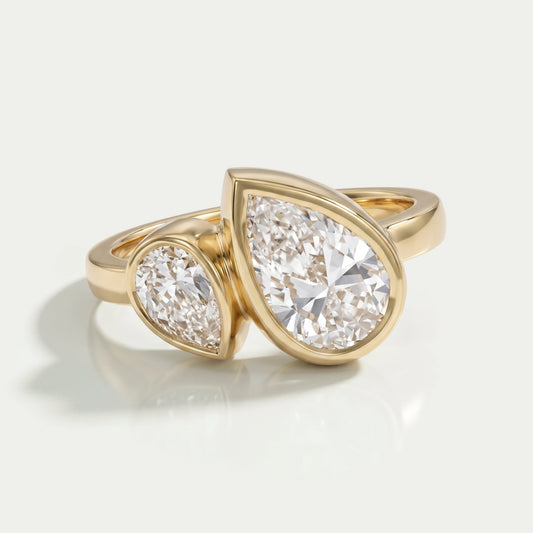 Two Stone Pear Shaped Engagement Ring Ring