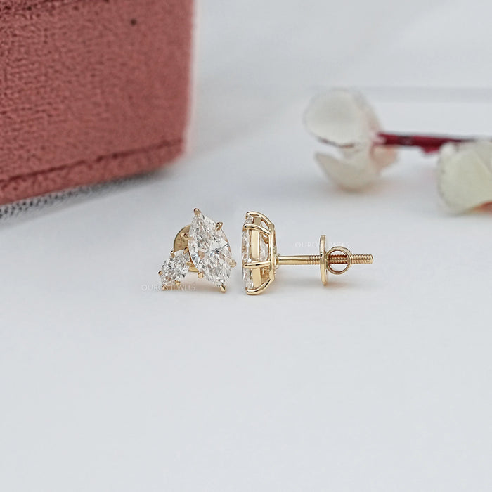 Twin Marquise Lab Diamond Stud Earrings