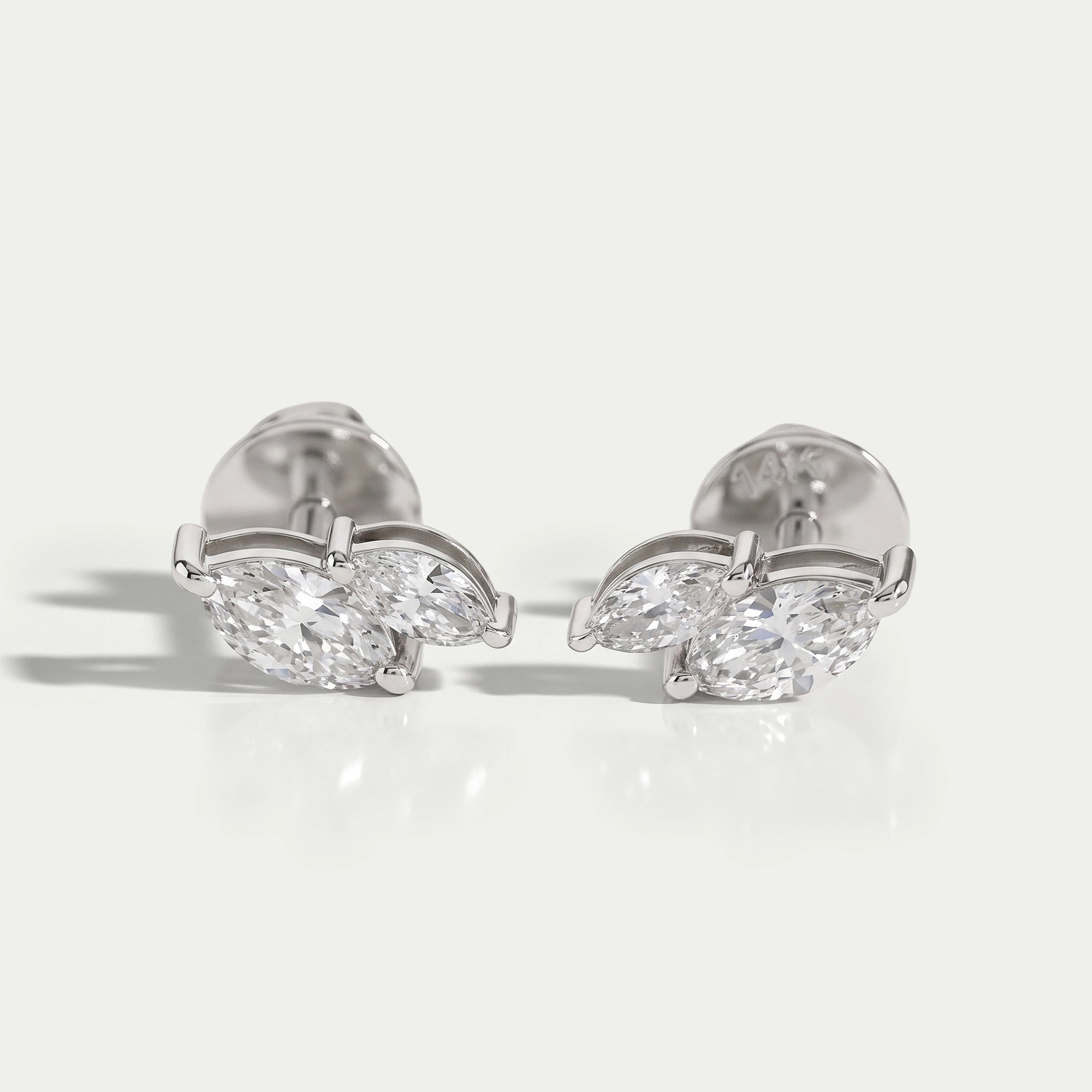 Two Stone Marquise Lab Diamond Stud Earrings