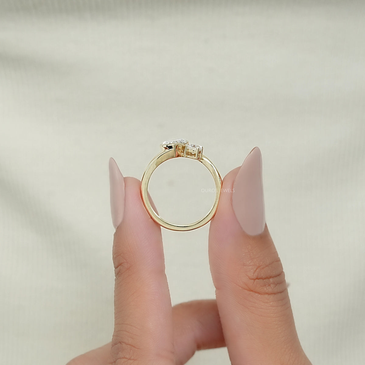 Bezel Set Pear Diamond Toi Et Moi Engagement Ring Ring