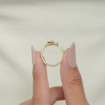 Bezel Set Pear Diamond Toi Et Moi Engagement Ring Ring