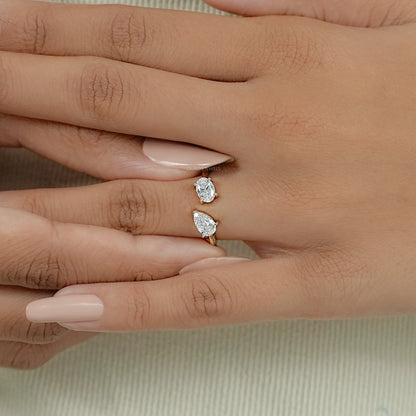 Pear And Oval Diamond Toi Et Moi Engagement Ring Ring
