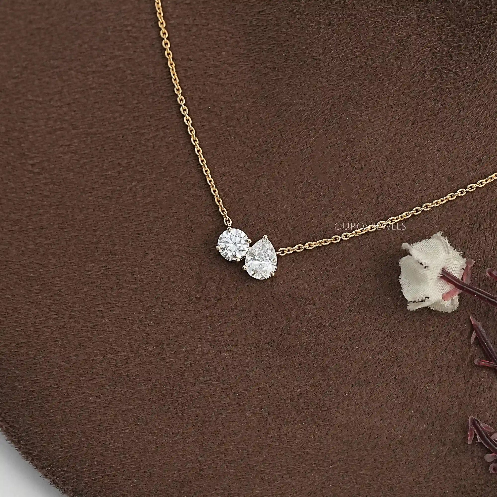 Pear And Round Diamond Toi Moi Pendant Necklaces