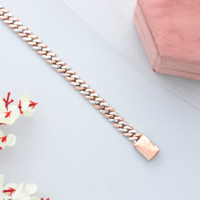 Round Cut Miami Cuban Bracelet With Two Tone