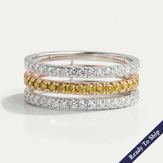 Three Row Round Cut Lab Grown Diamond Band