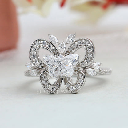 Unique Butterfly Cluster Diamond Engagement Ring