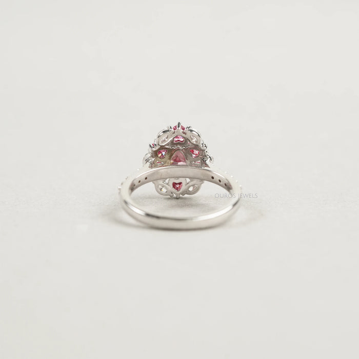 Fancy Pink Pear & Heart Cut Halo Lab Diamond Ring