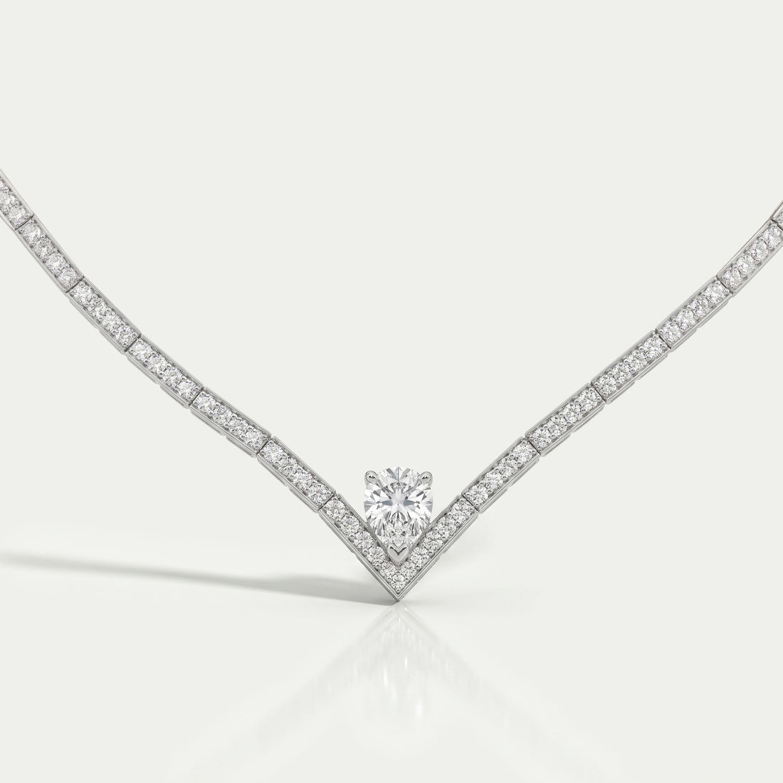 V - Shape Pear Diamond Drop Tennis Neckalce Necklaces