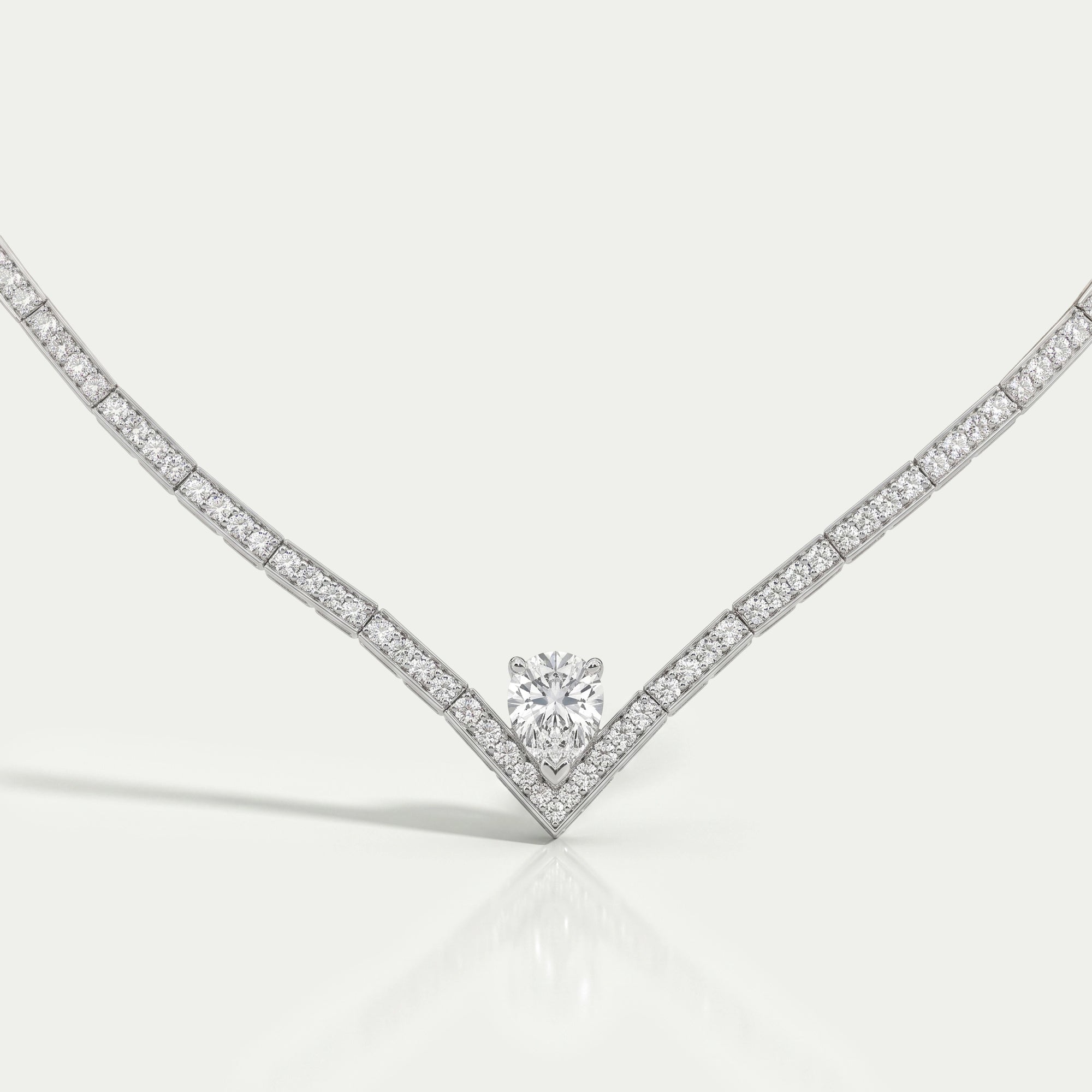 V - Shape Pear Diamond Drop Tennis Neckalce Necklaces