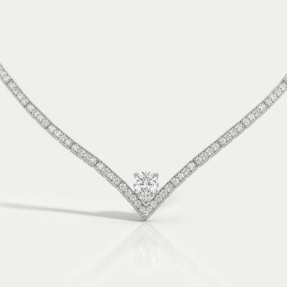 V - Shape Pear Diamond Drop Tennis Neckalce Necklaces
