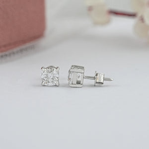 Square Old Mine Cushion Cut Lab Diamond Stud