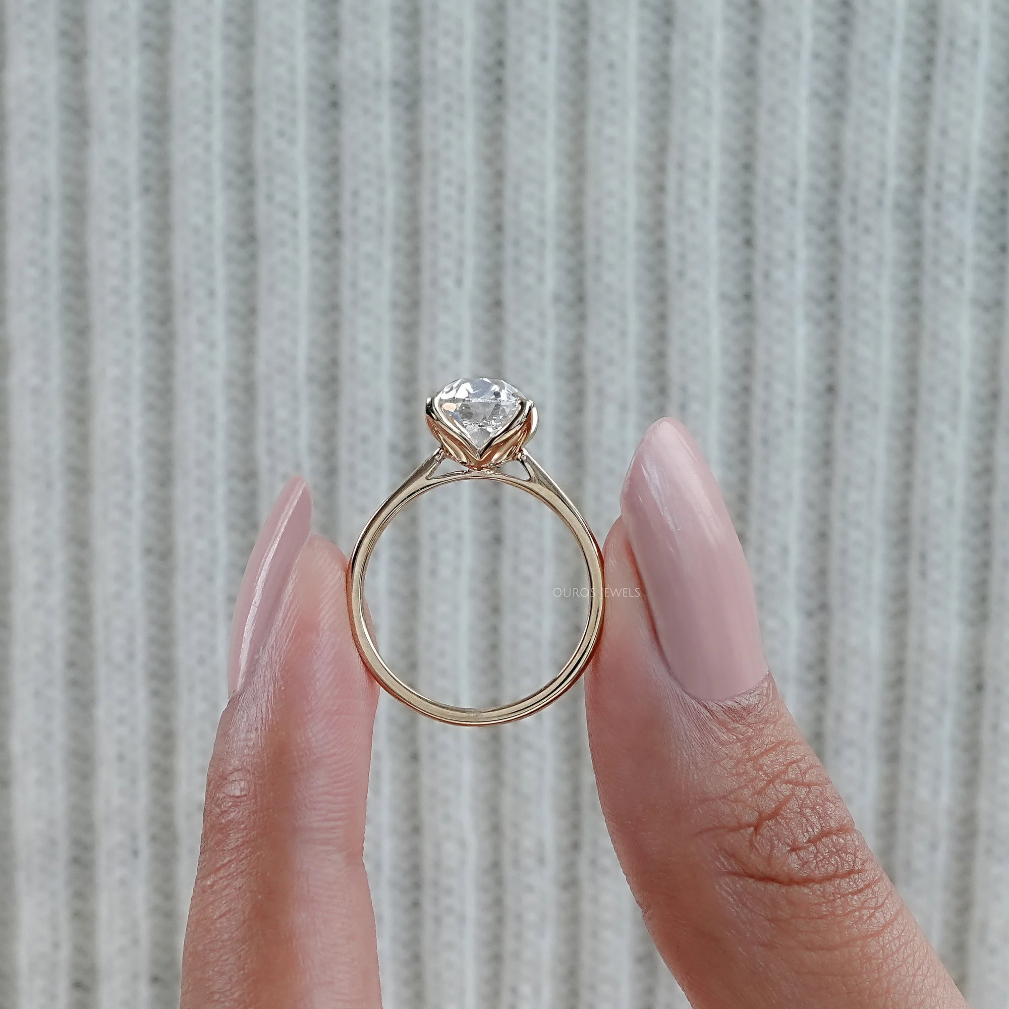 Old Mine Cushion Petal Solitaire Engagement Ring Ring