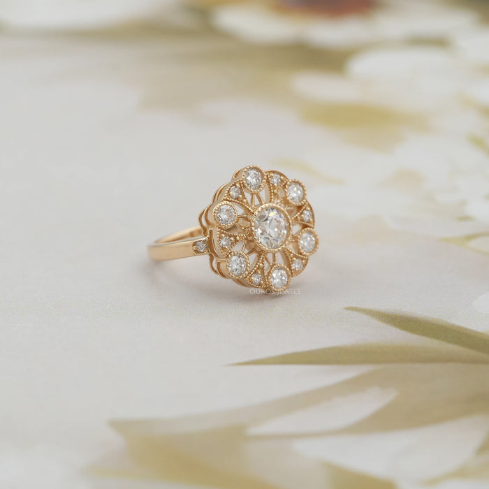 Vintage Old Cut Round Flower Style Ring