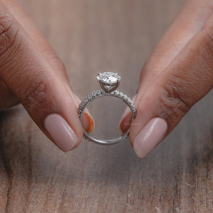 Old European Round Cut Solitaire Accent Bridal Ring Set Rings