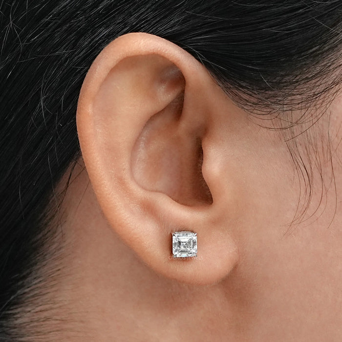 Asscher Cut Diamond Stud Earrings