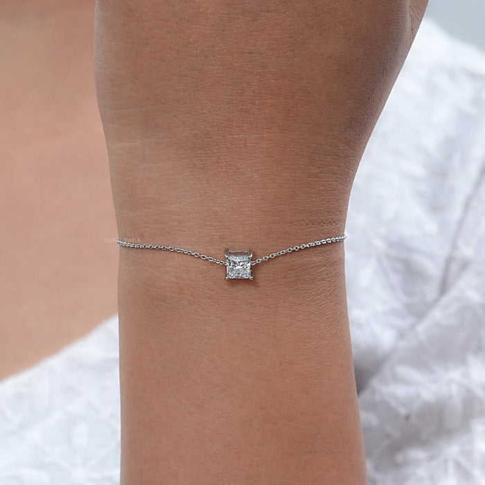 Princess Cut Lab Diamond Chain Bracelet