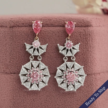 Starbrust Pink Pear Lab Diamond Drop Earrings Earrings