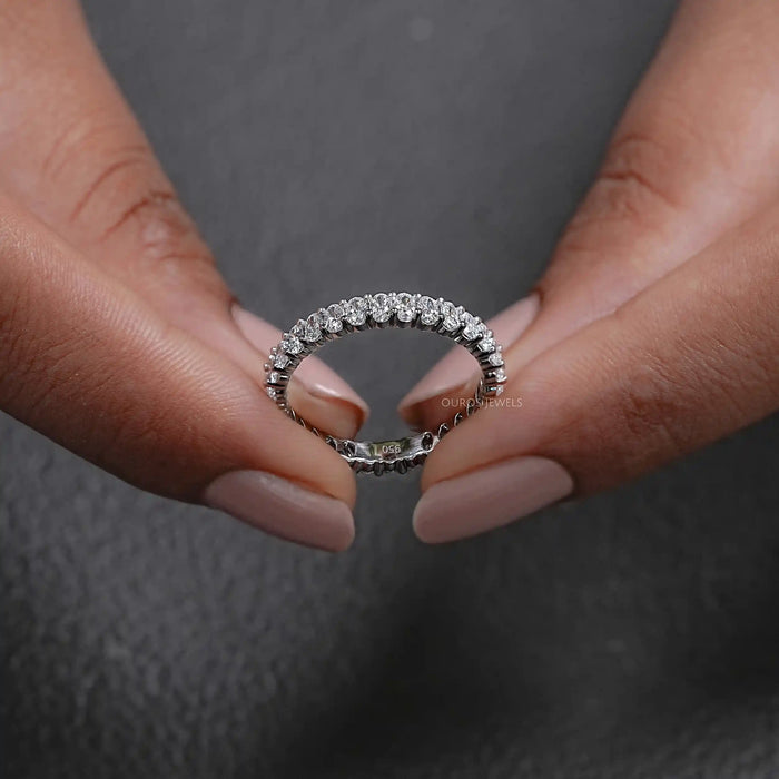 Diamond Wedding Ring With Eternity Oval Cut