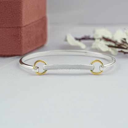 White Gold Linked Bangle Bracelet