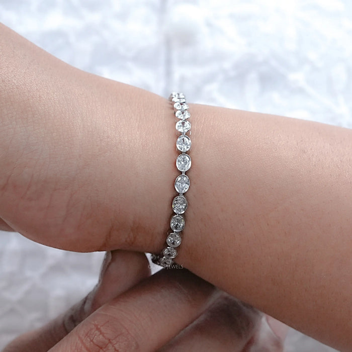 Oval Cut Lab Grown Diamond Bezel Set Tennis Bracelet