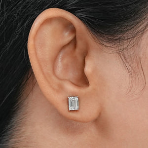 Emerald Cut Lab Diamond Stud Earrings