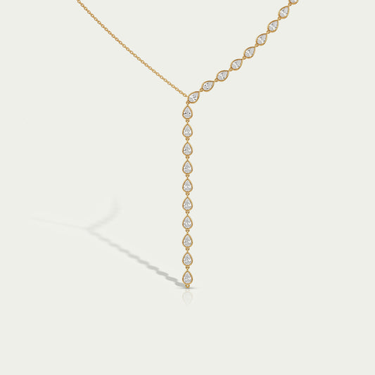 Pear Cut Bezel Y Shape Diamond Necklace Necklaces