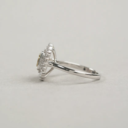 Yellow Cushion Cut Bezel Set Cluster Diamond Ring