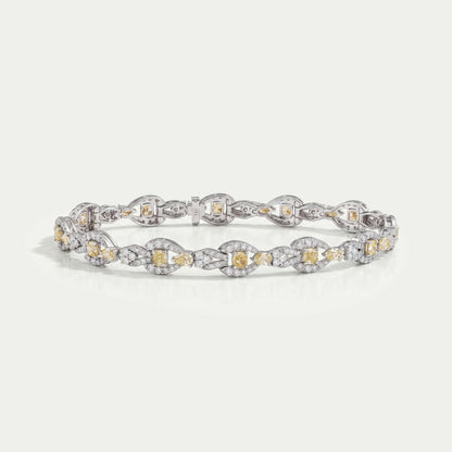 Yellow Cushion Cut Halo Link Bracelet Bracelet