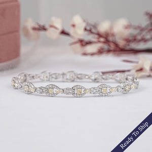 Yellow  Cushion  Cut  Halo link Bracelet