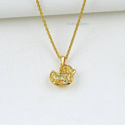 Yellow Duck Cut Diamond Bezel Set Pendant