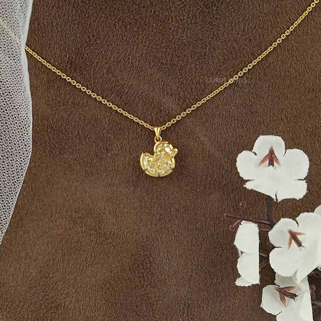 Yellow Duck Cut Diamond Bezel Set Pendant Necklaces