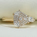 front view of step-cut arrow and round lab diamond solitaire anniversary ring