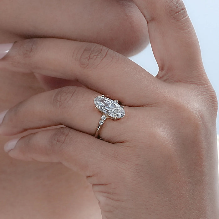 Moval Cut Accent Diamond Engagement Ring