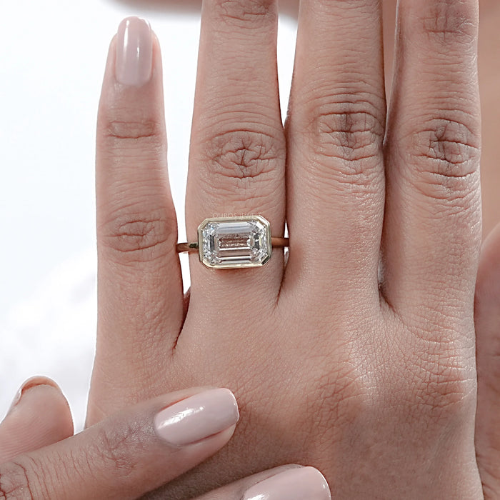 East West Bezel Emerald Diamond Engagement Ring