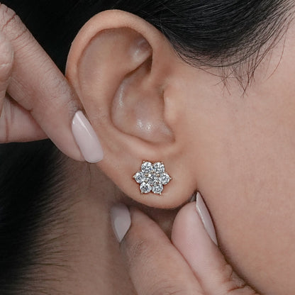 Round Diamond Floral Stud Earrings Earring