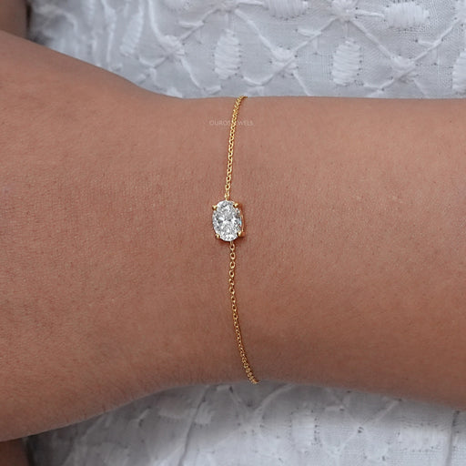 Oval Cut Lab Grown Solitaire Diamond Bracelet