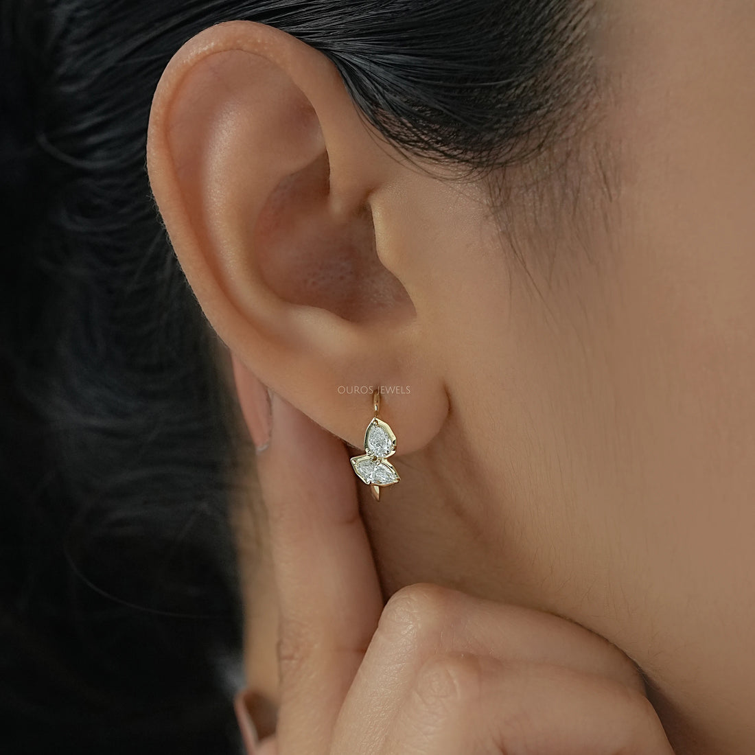 Pear And Marquise Lab Diamond Hoop Earrings Earrings