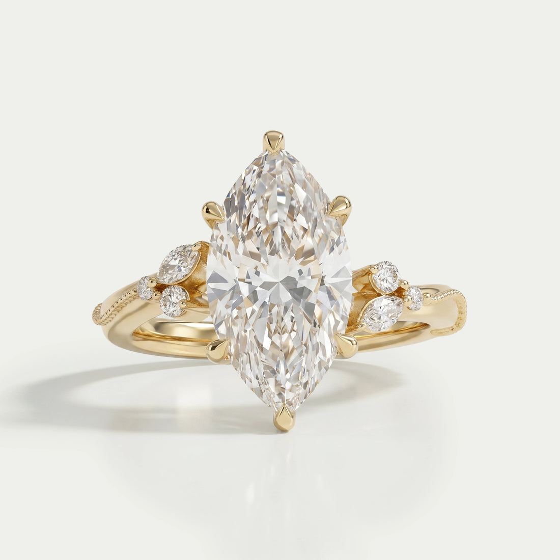 Marquise Cut Accent Diamond Engagement Ring Ring