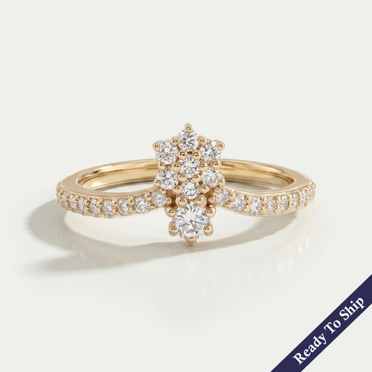 Yellow Gold Round Cluster Diamond Proposal Ring