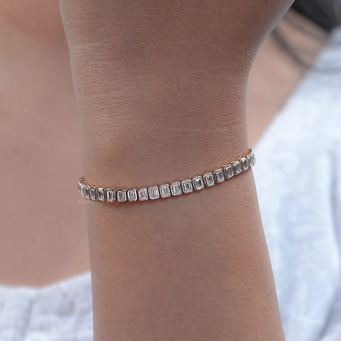 Emerald Cut Bezel Set Tennis Bracelet