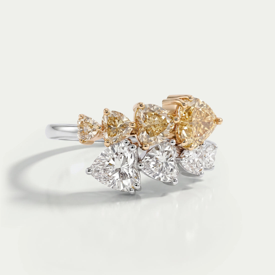Yellow Heart Cut Lab Grown Diamond Bypass Ring Rings