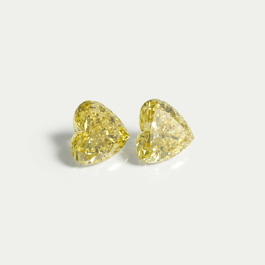 Yellow Heart Lab Grown Diamond Matching Pair Loose