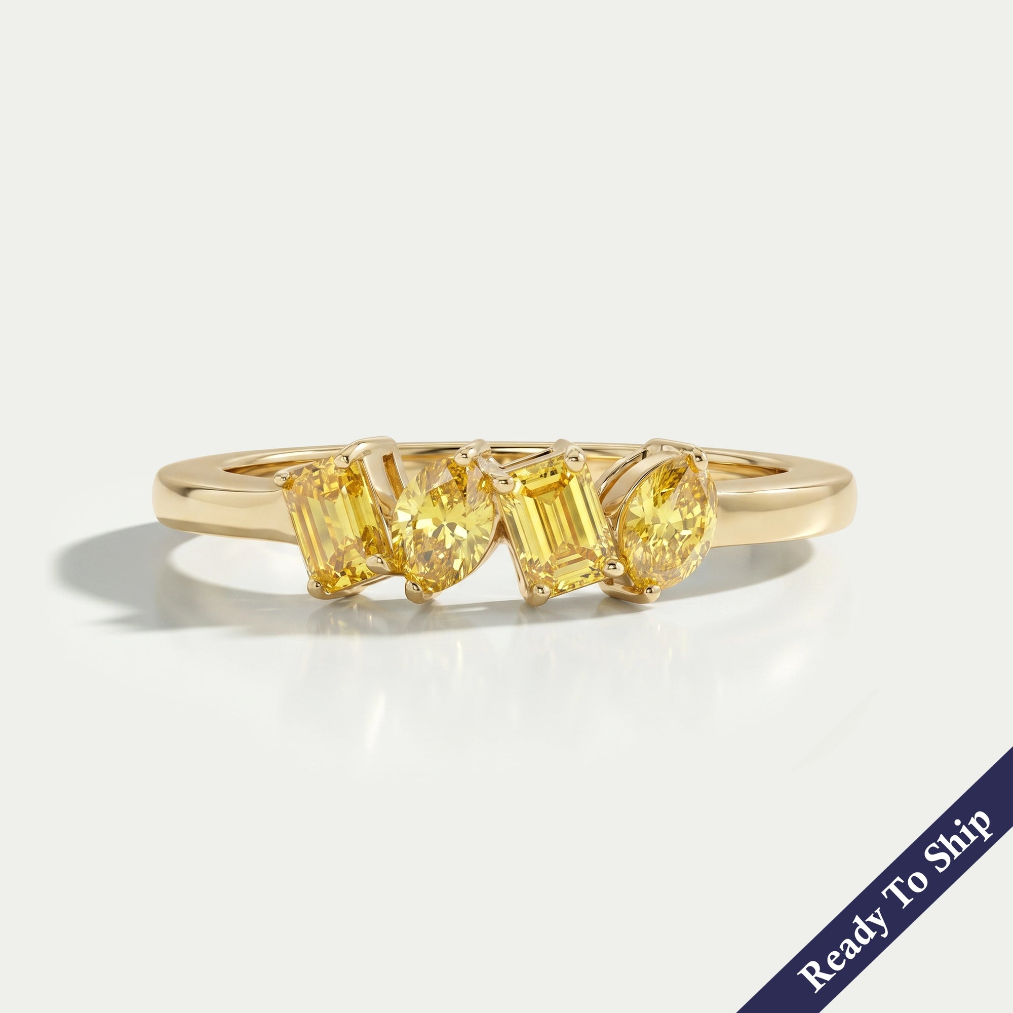 Yellow Marquise And Emerald Diamond Ring
